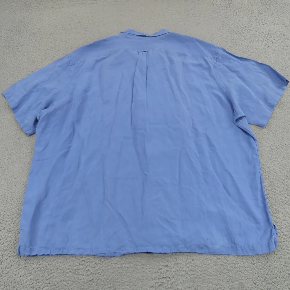 VTG Polo Ralph Lauren Shirt Men 4XLT Silk Linen Loop Camp Collar Yellow Pony 4XL